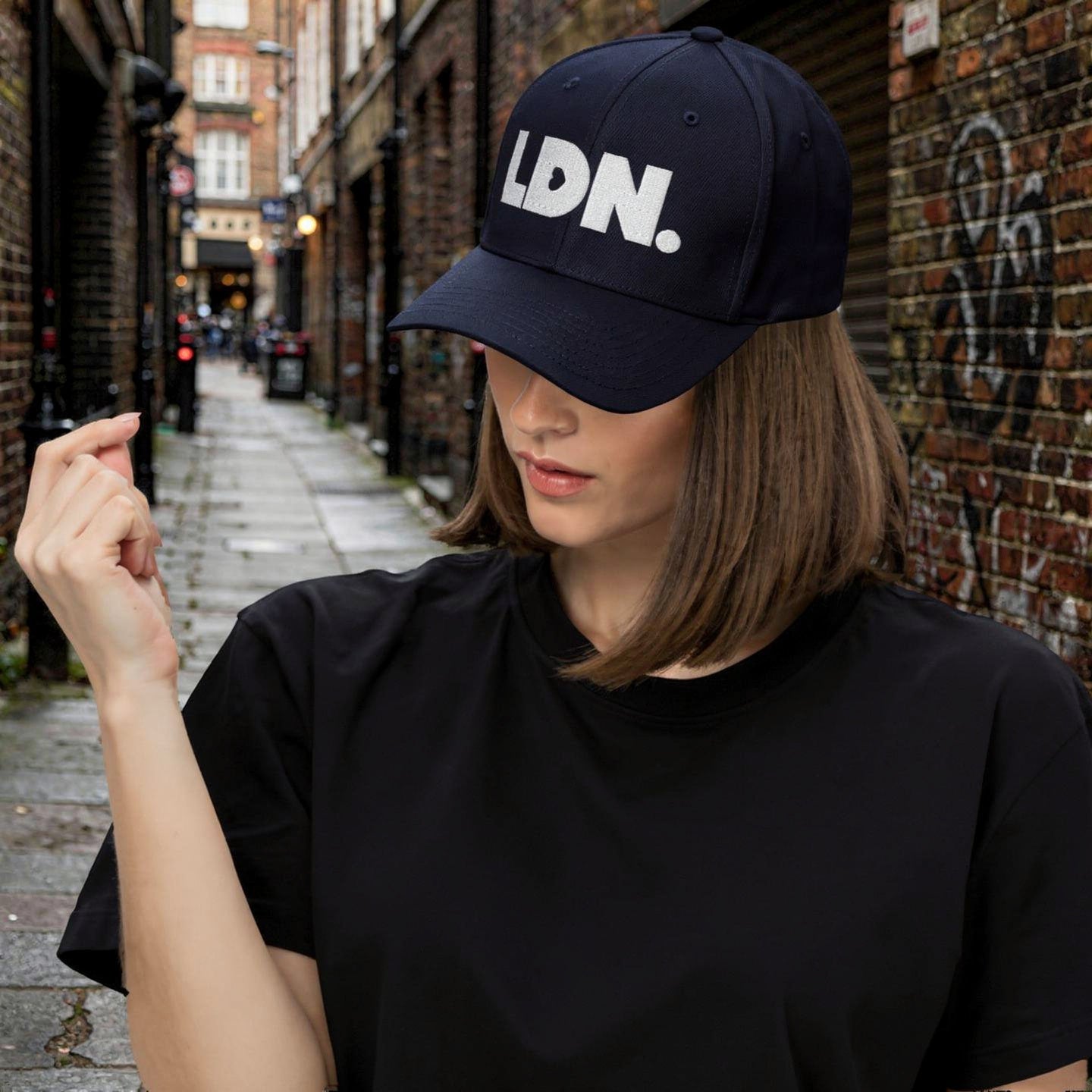 Structured twill cap with bold LDN. embroidery. Available in black, camo, red, navy, khaki and more. Two fitted sizes (S/M, L/XL). Clean finish, no mesh.