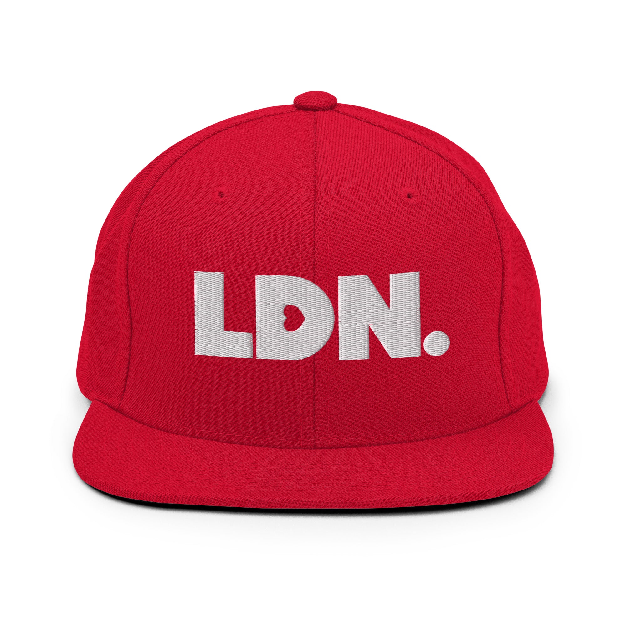 Black snapback hat featuring bold “LDN.” text in white — streetwear-ready with structured fit, flat brim, and adjustable back. A sharp urban essential for London lovers.