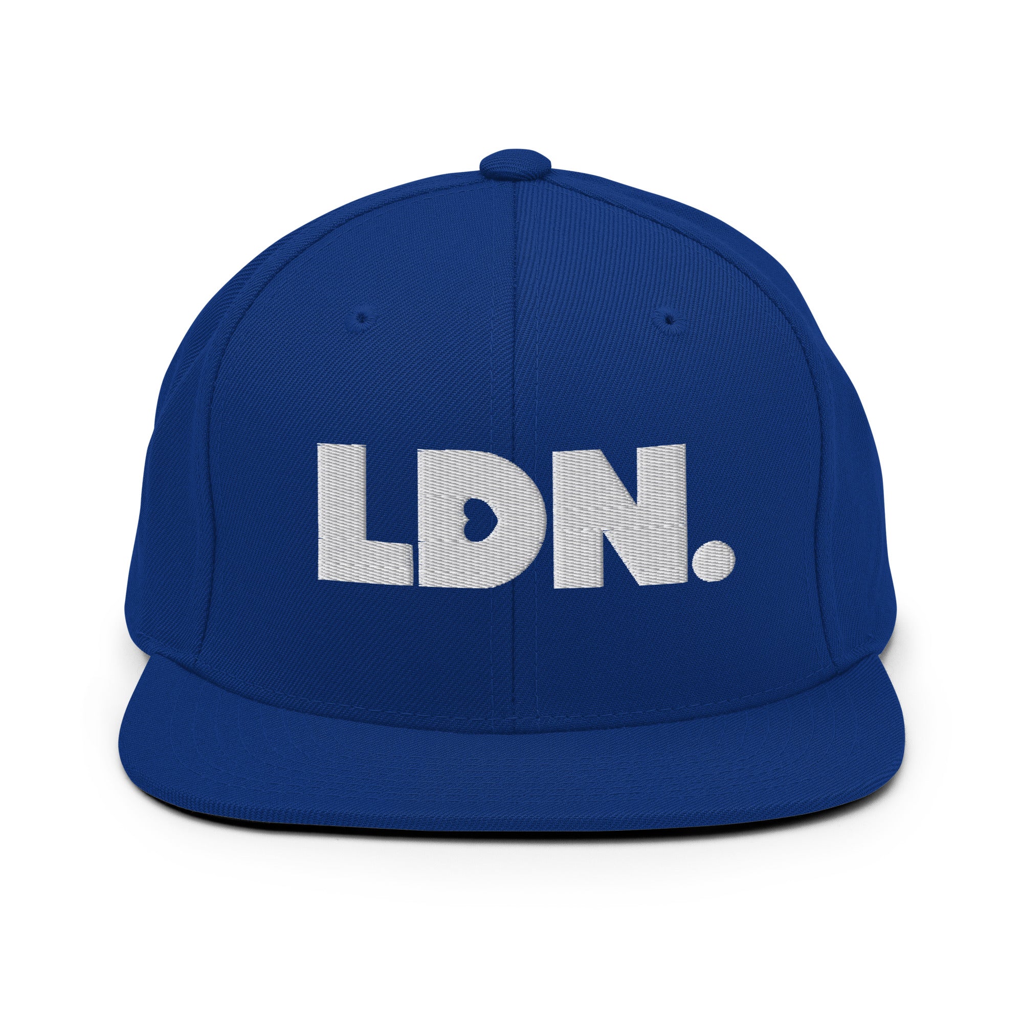 Black snapback hat featuring bold “LDN.” text in white — streetwear-ready with structured fit, flat brim, and adjustable back. A sharp urban essential for London lovers.
