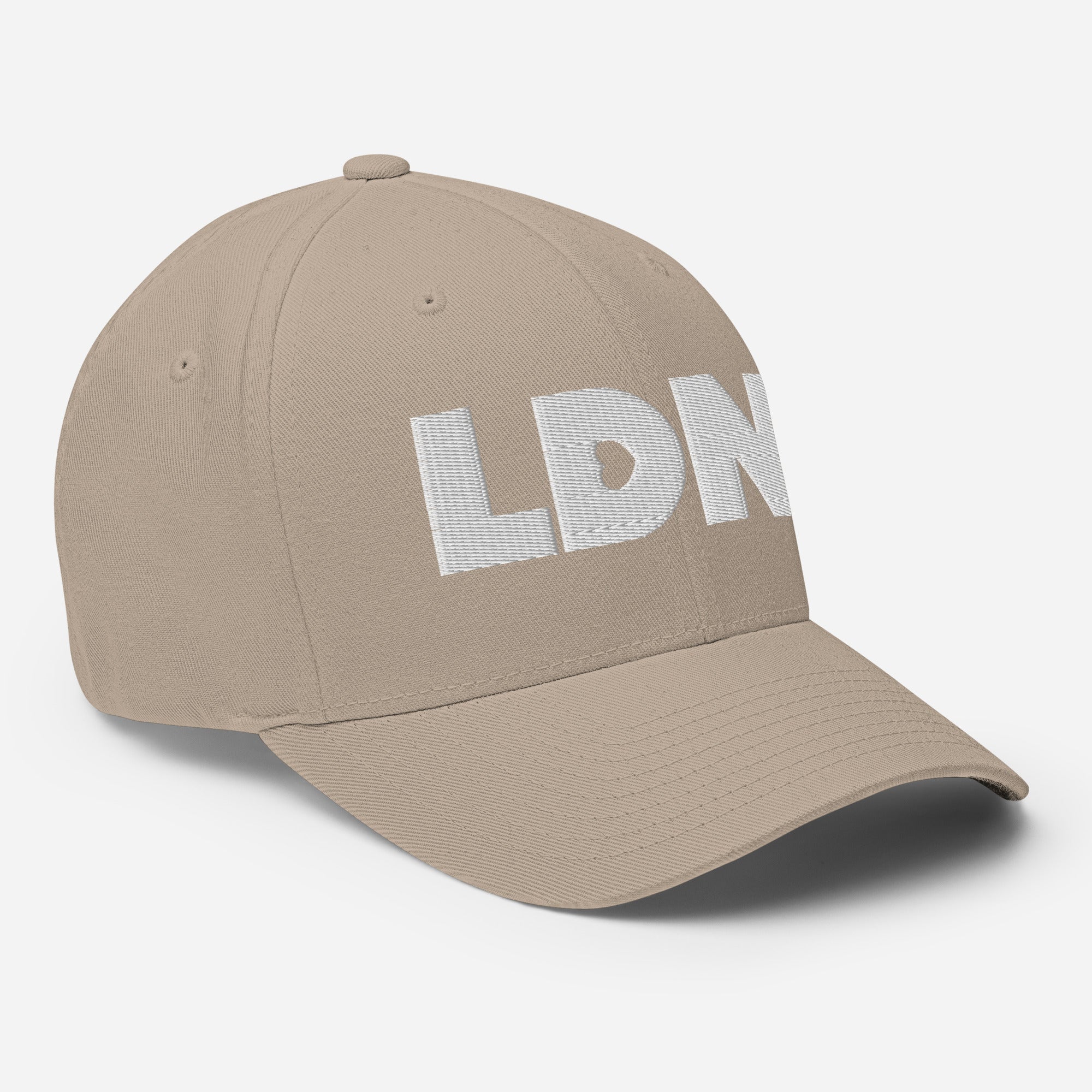 Structured twill cap with bold LDN. embroidery. Available in black, camo, red, navy, khaki and more. Two fitted sizes (S/M, L/XL). Clean finish, no mesh.