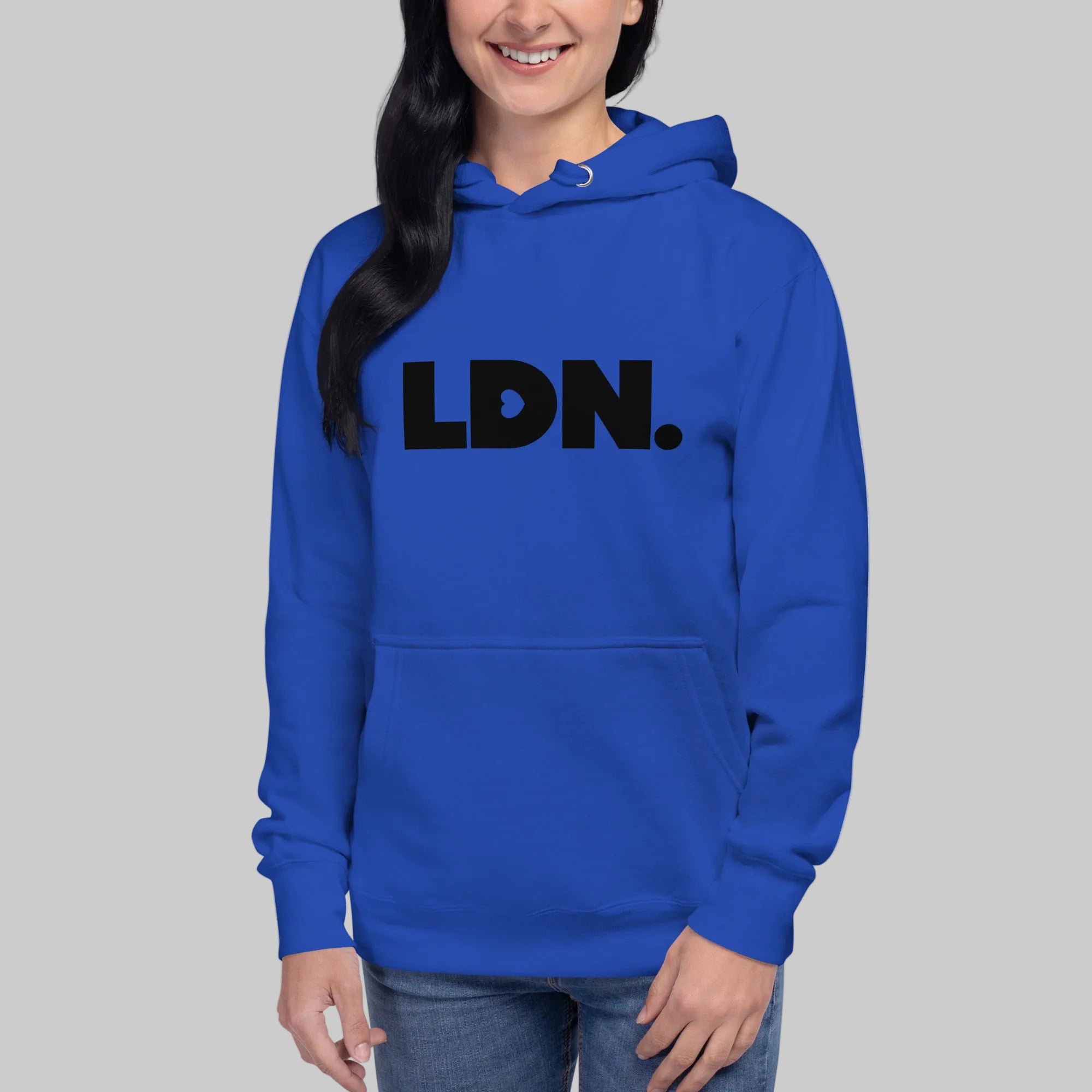 Unisex hoodie with bold black “LDN.” logo across the chest. Minimalist design, soft cotton fabric, and modern fit. Ideal for everyday wear, travel, or street-style layering.