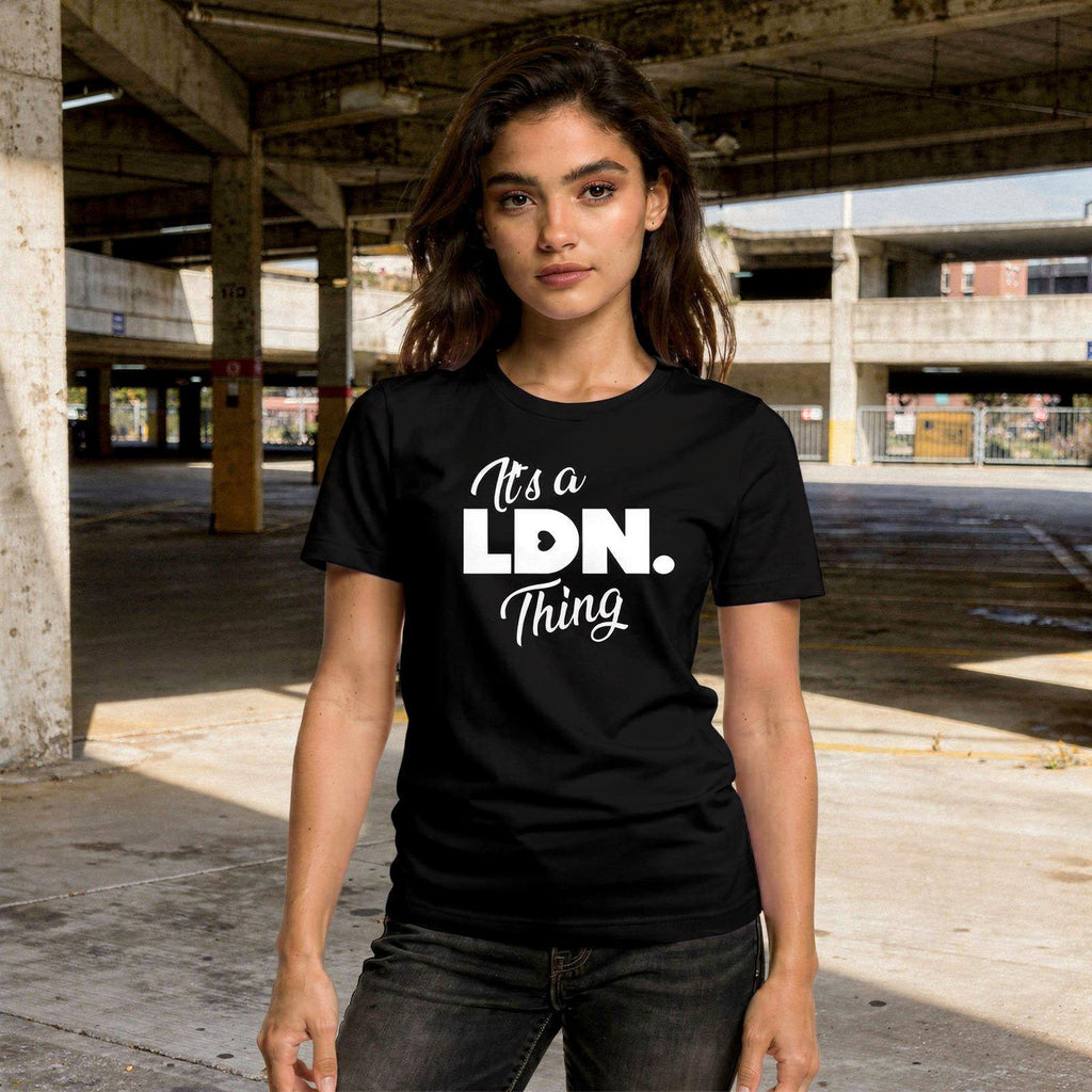 Unisex t-shirt with front-left chest slogan reading “It’s a LDN. Thing.” Clean design, soft cotton feel, and a minimalist fit for everyday streetwear lovers.