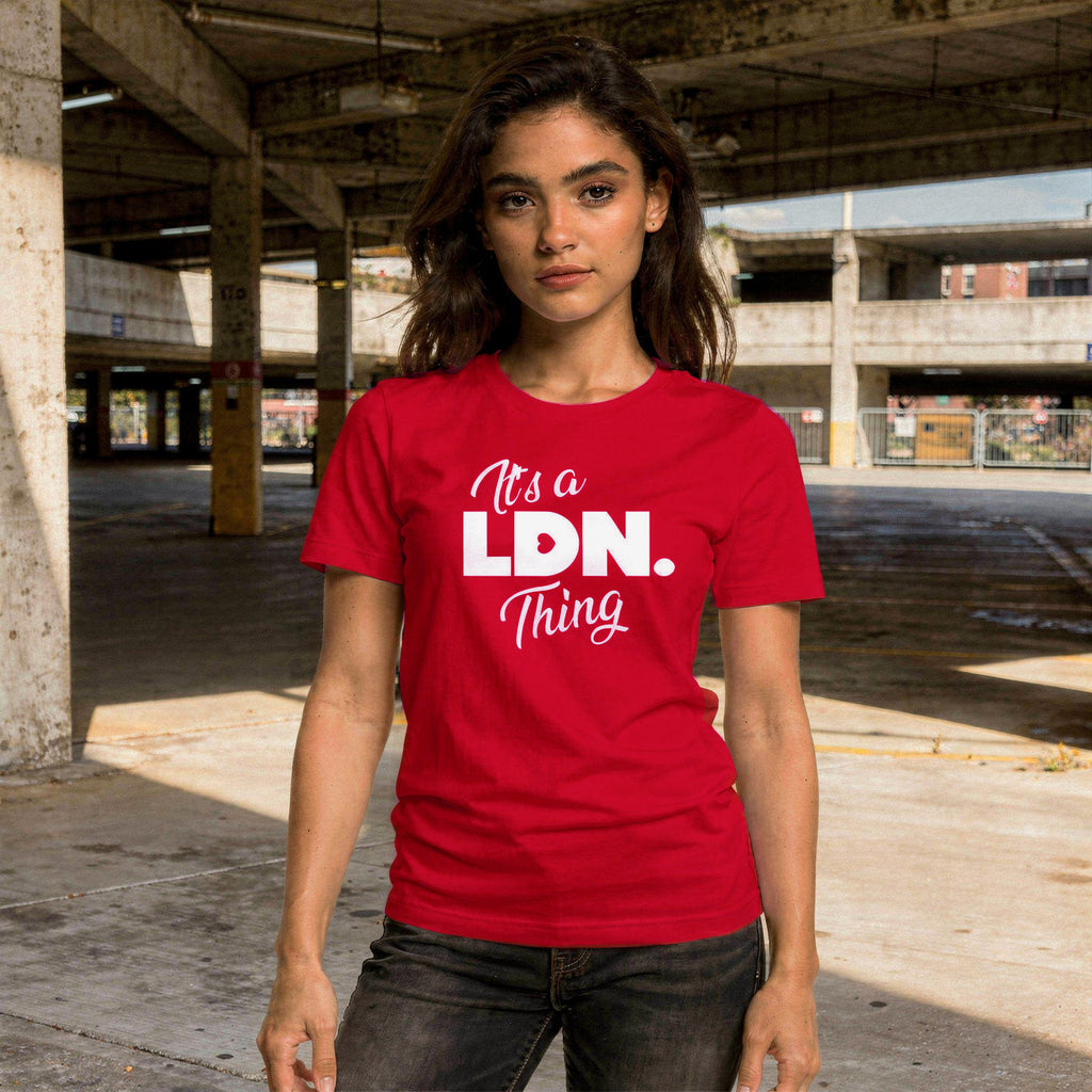 Unisex t-shirt with front-left chest slogan reading “It’s a LDN. Thing.” Clean design, soft cotton feel, and a minimalist fit for everyday streetwear lovers.