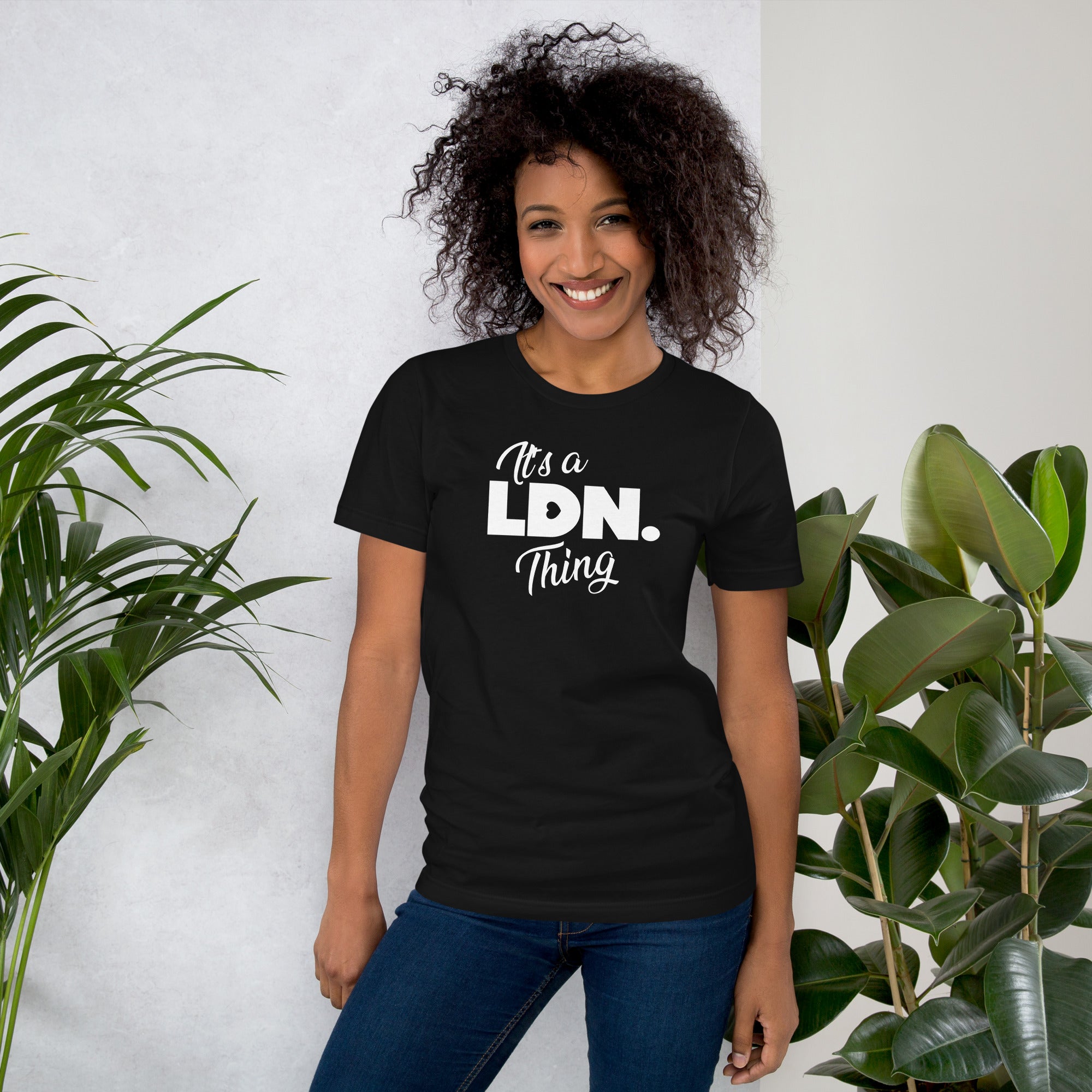 Unisex t-shirt with front-left chest slogan reading “It’s a LDN. Thing.” Clean design, soft cotton feel, and a minimalist fit for everyday streetwear lovers.